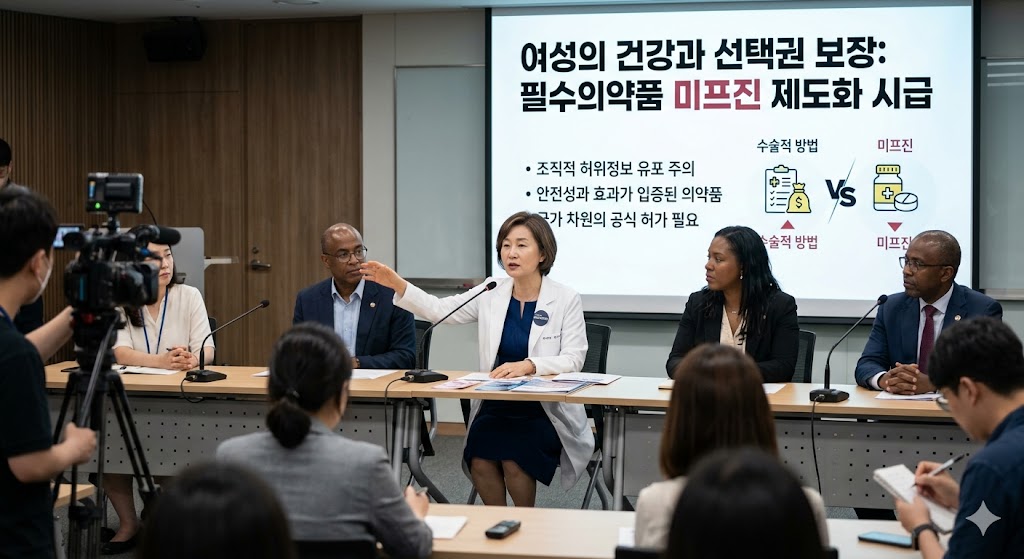 여성의 건강권 보장을 위한 미프진 도입 및 임신중절 관련 제도화 촉구 메시지 그래픽
